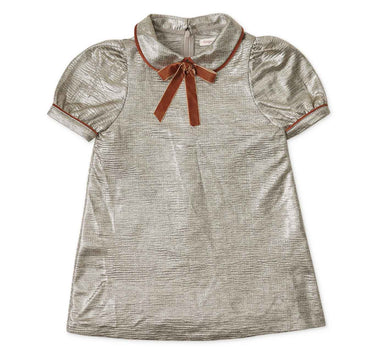 Gingersnaps Lame Shift Dress with Peterpan Collar and Contrast Trim and Bow