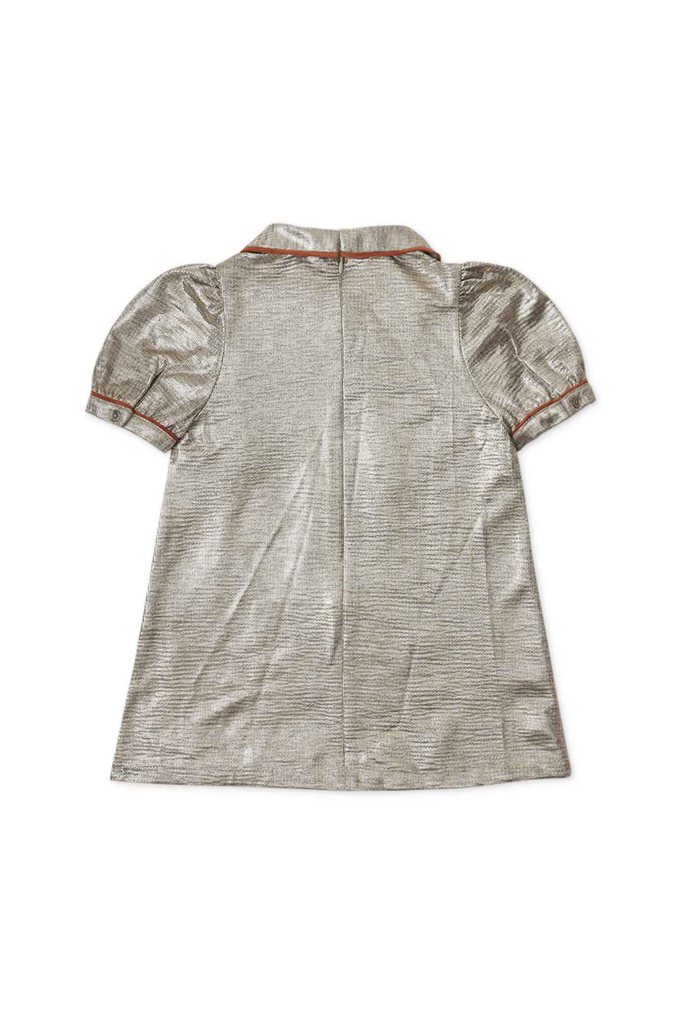 Gingersnaps Lame Shift Dress with Peterpan Collar and Contrast Trim and Bow