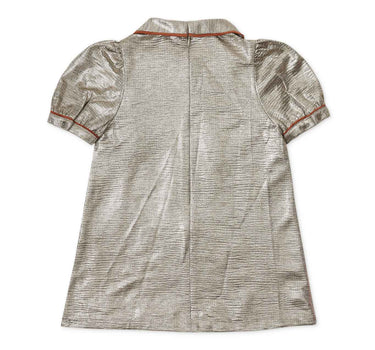 Gingersnaps Lame Shift Dress with Peterpan Collar and Contrast Trim and Bow