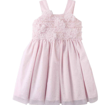 Gingersnaps Tulle Dress with Rose Corsages On Smocked Bodice