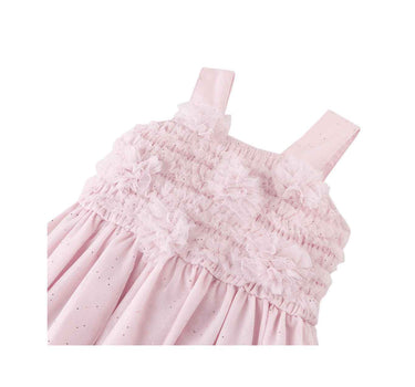 Gingersnaps Tulle Dress with Rose Corsages On Smocked Bodice