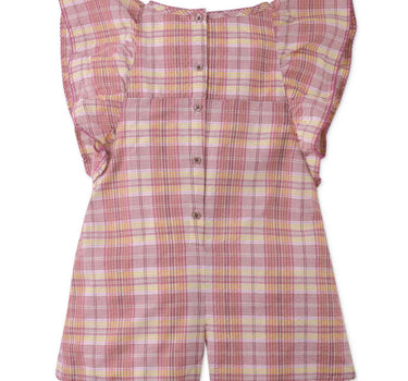 Gingersnaps Embroidered Checked Jumpsuit with Butterfly Sleeves
