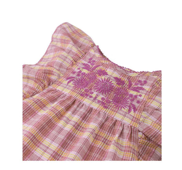 Gingersnaps Embroidered Checked Jumpsuit with Butterfly Sleeves