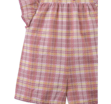 Gingersnaps Embroidered Checked Jumpsuit with Butterfly Sleeves