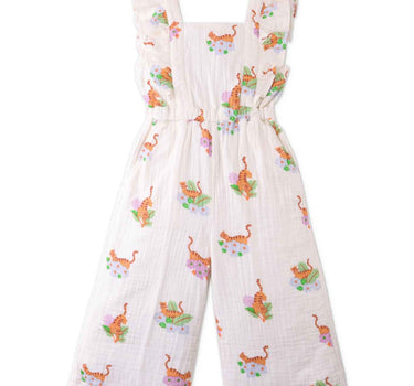 Gingersnaps Printed Muslin Jumpsuit with Ruffled Sleeves