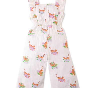 Gingersnaps Printed Muslin Jumpsuit with Ruffled Sleeves