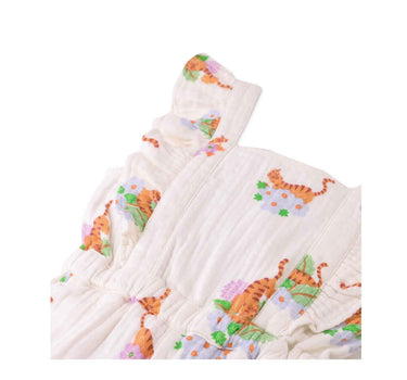 Gingersnaps Printed Muslin Jumpsuit with Ruffled Sleeves