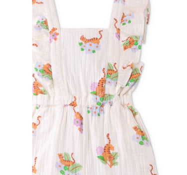 Gingersnaps Printed Muslin Jumpsuit with Ruffled Sleeves