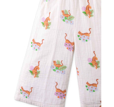 Gingersnaps Printed Muslin Jumpsuit with Ruffled Sleeves