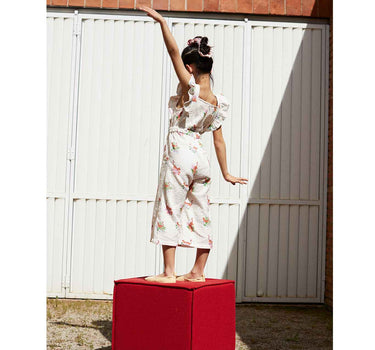 Gingersnaps Printed Muslin Jumpsuit with Ruffled Sleeves