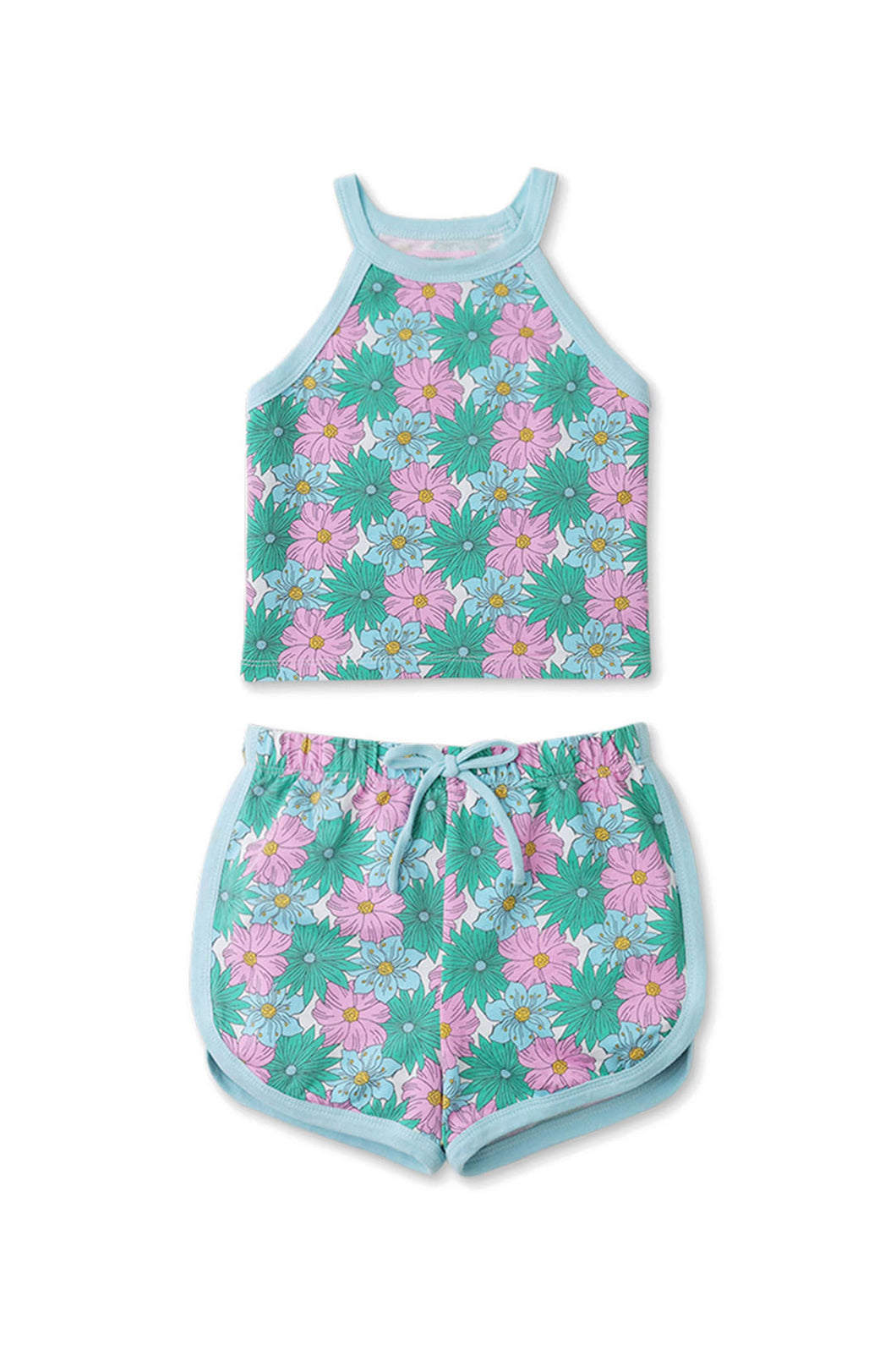 Gingersnaps Flower Print Halter Top and Shorts Set