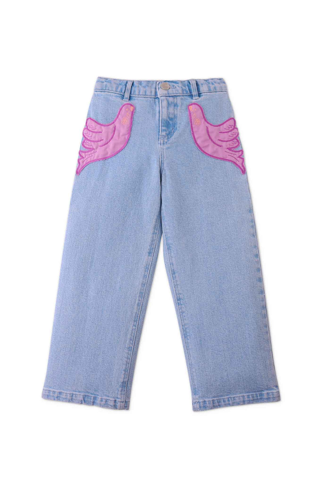 Gingersnaps Light Wash Denim Pants with Birds Pocket