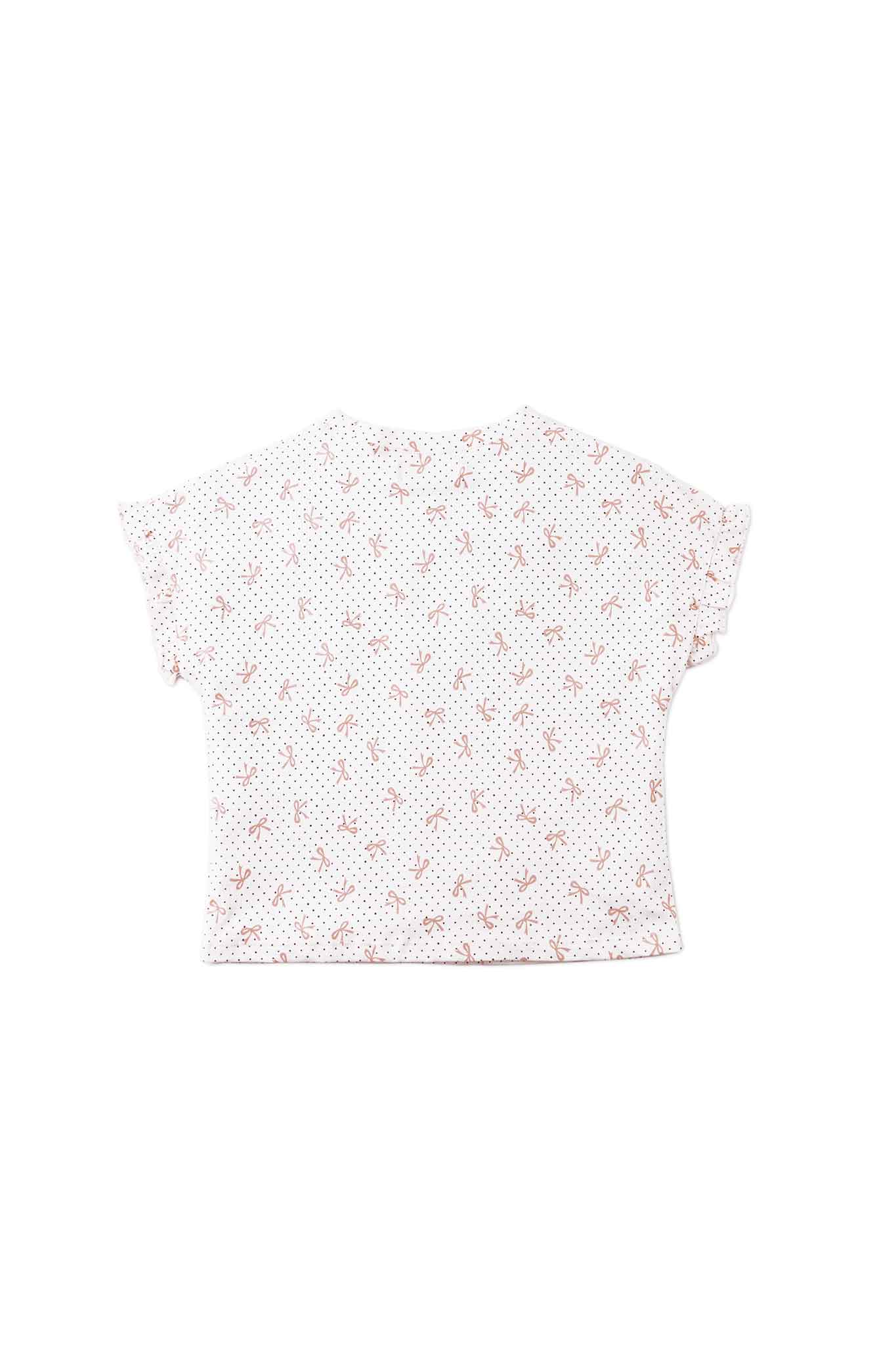 Gingersnaps All Over Bow Print Tee with Ruffle Sleeves