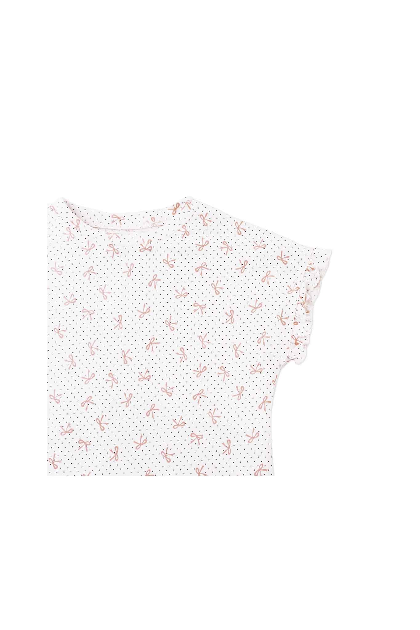 Gingersnaps All Over Bow Print Tee with Ruffle Sleeves