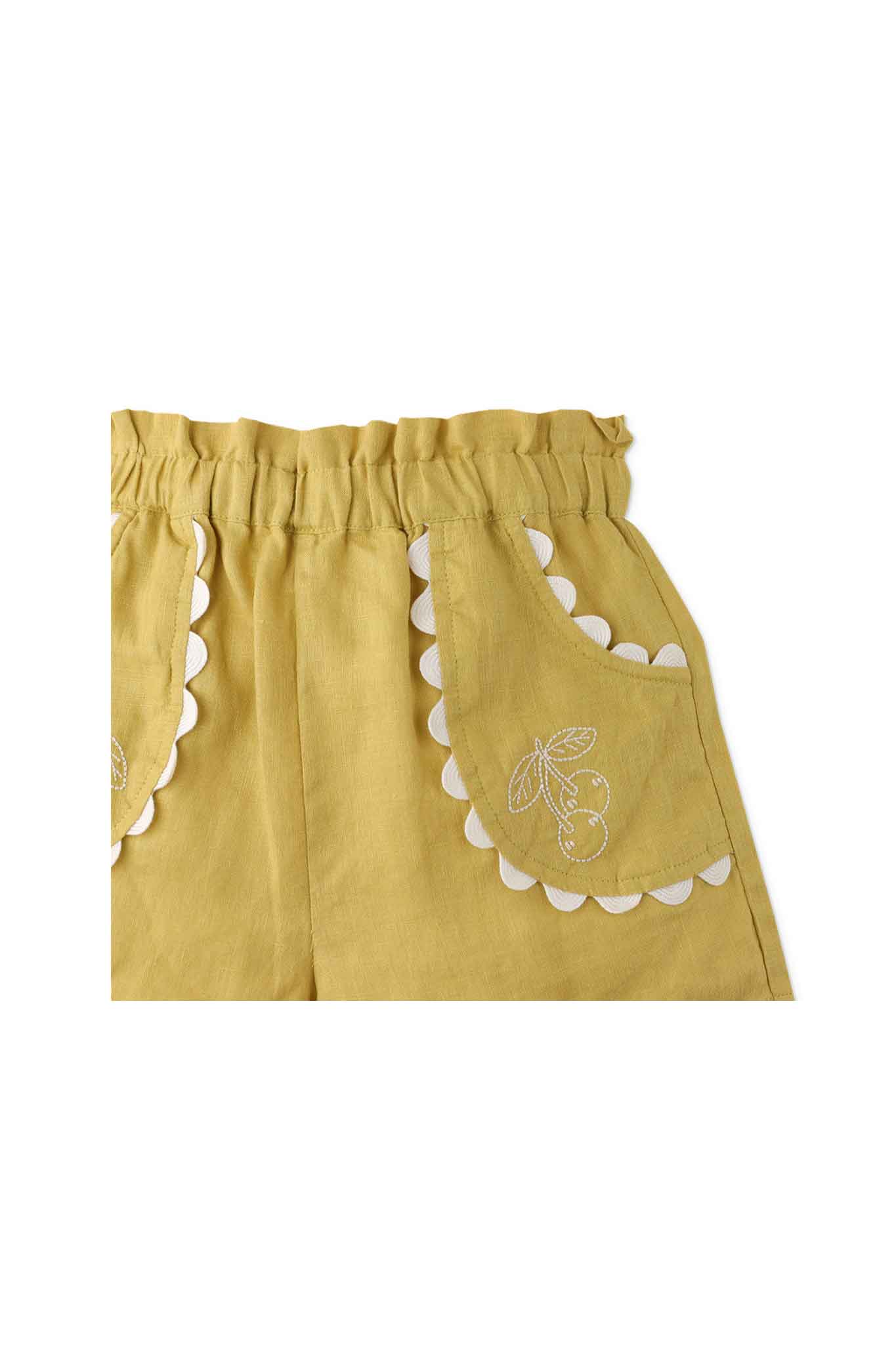 Gingersnaps Pull On Shorts with Contrast Ricrac and Cherry Embro