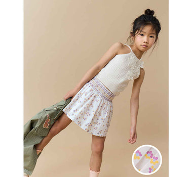 Gingersnaps All Over Print Dobby Skirt with Smocked Waist