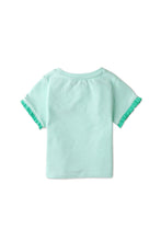 Load image into Gallery viewer, Gingersnaps Ipanema Print Tee W/ Neck Embellisment and Trim On Sleeves
