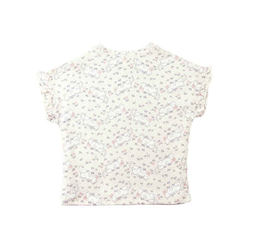 Gingersnaps All Over Cat Print Tee with Ruffle Sleeves