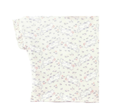 Gingersnaps All Over Cat Print Tee with Ruffle Sleeves