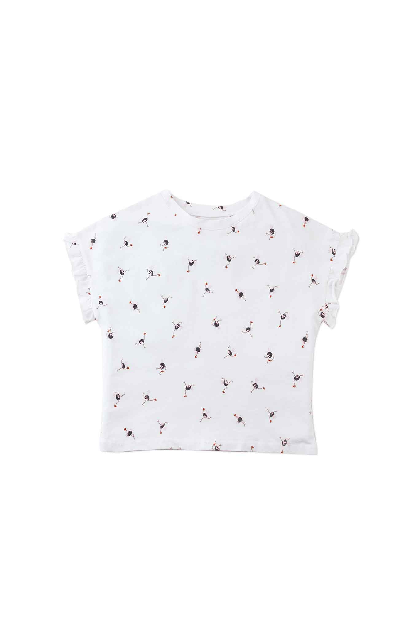 Gingersnaps All Over Ostritch Print Tee with Ruffle Sleeves