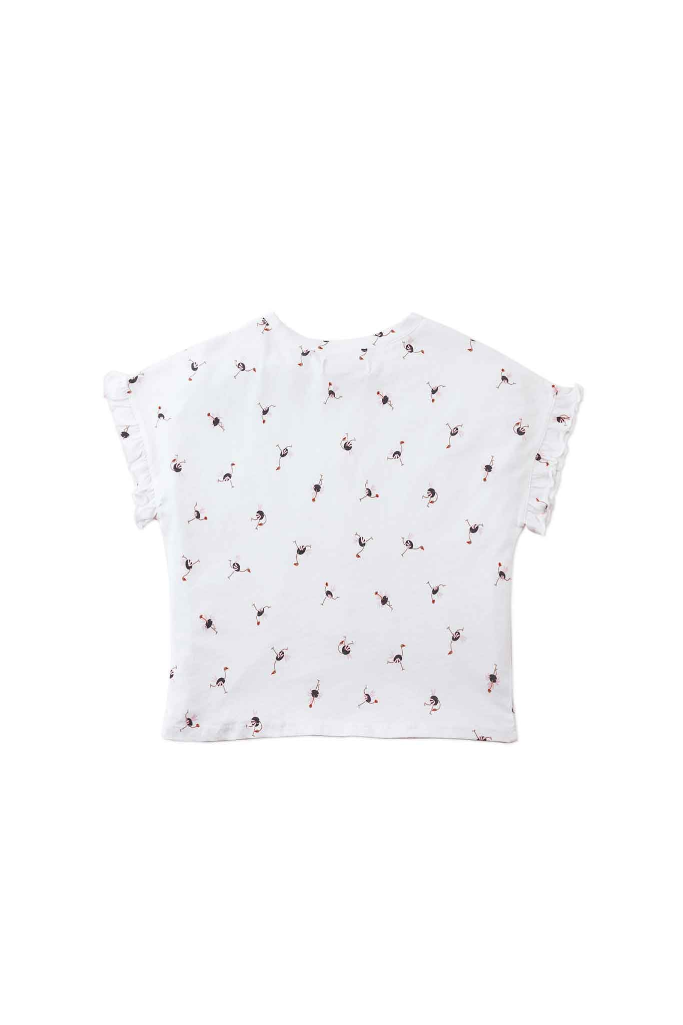 Gingersnaps All Over Ostritch Print Tee with Ruffle Sleeves