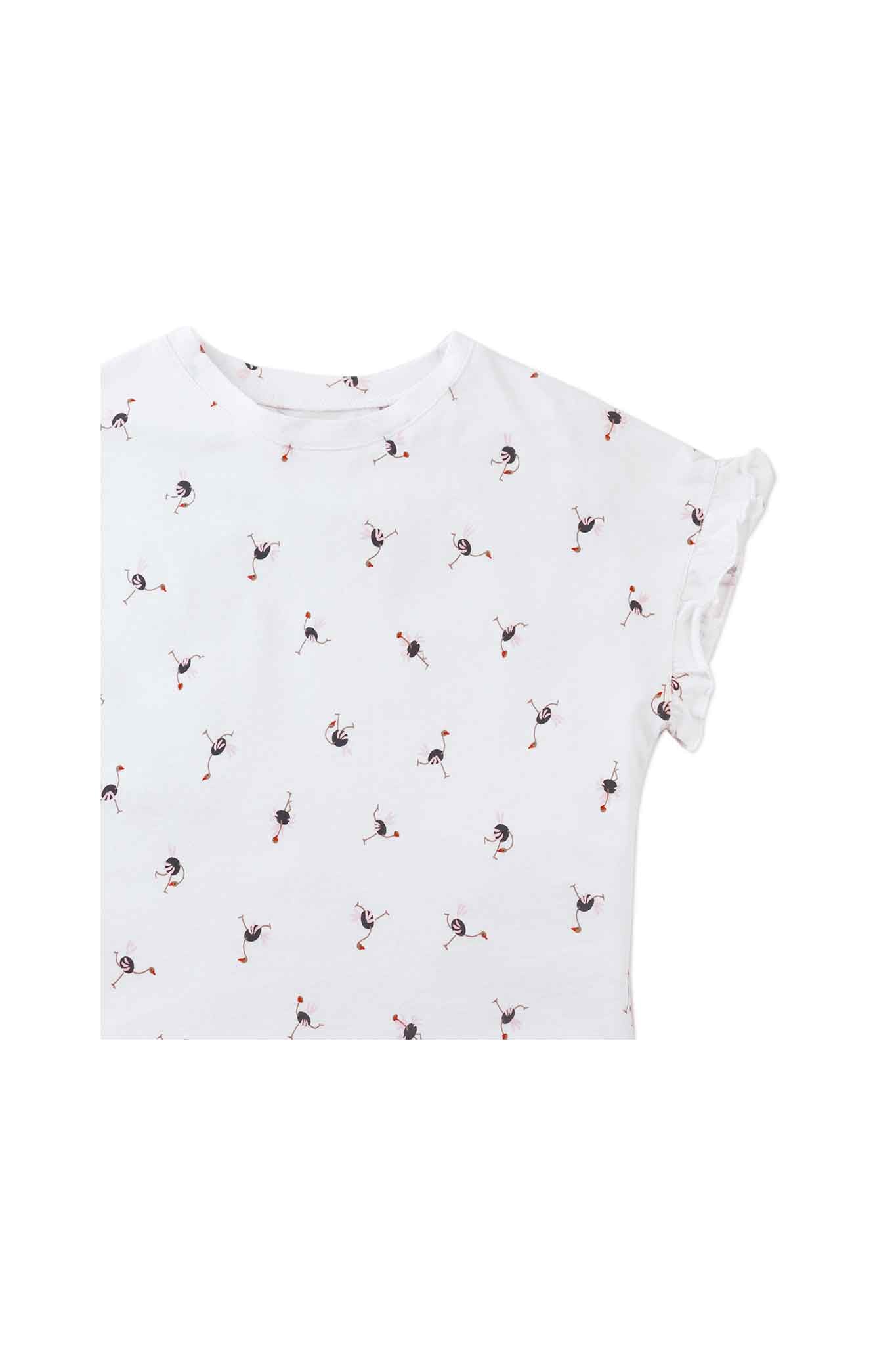 Gingersnaps All Over Ostritch Print Tee with Ruffle Sleeves