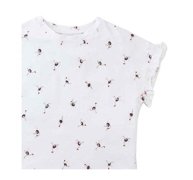 Gingersnaps All Over Ostritch Print Tee with Ruffle Sleeves