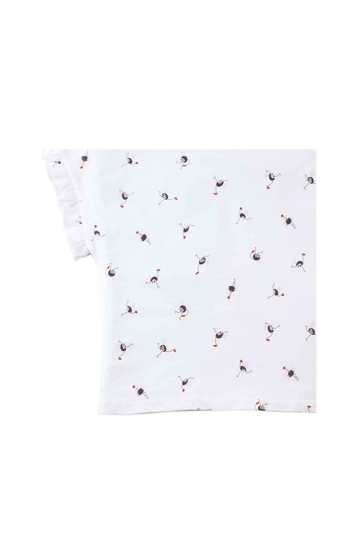 Gingersnaps All Over Ostritch Print Tee with Ruffle Sleeves