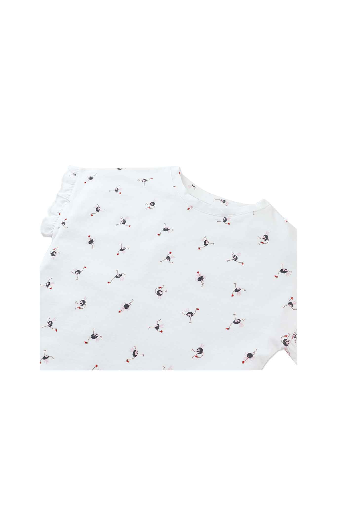 Gingersnaps All Over Ostritch Print Tee with Ruffle Sleeves