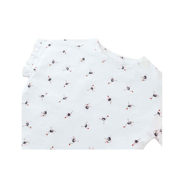 Gingersnaps All Over Ostritch Print Tee with Ruffle Sleeves