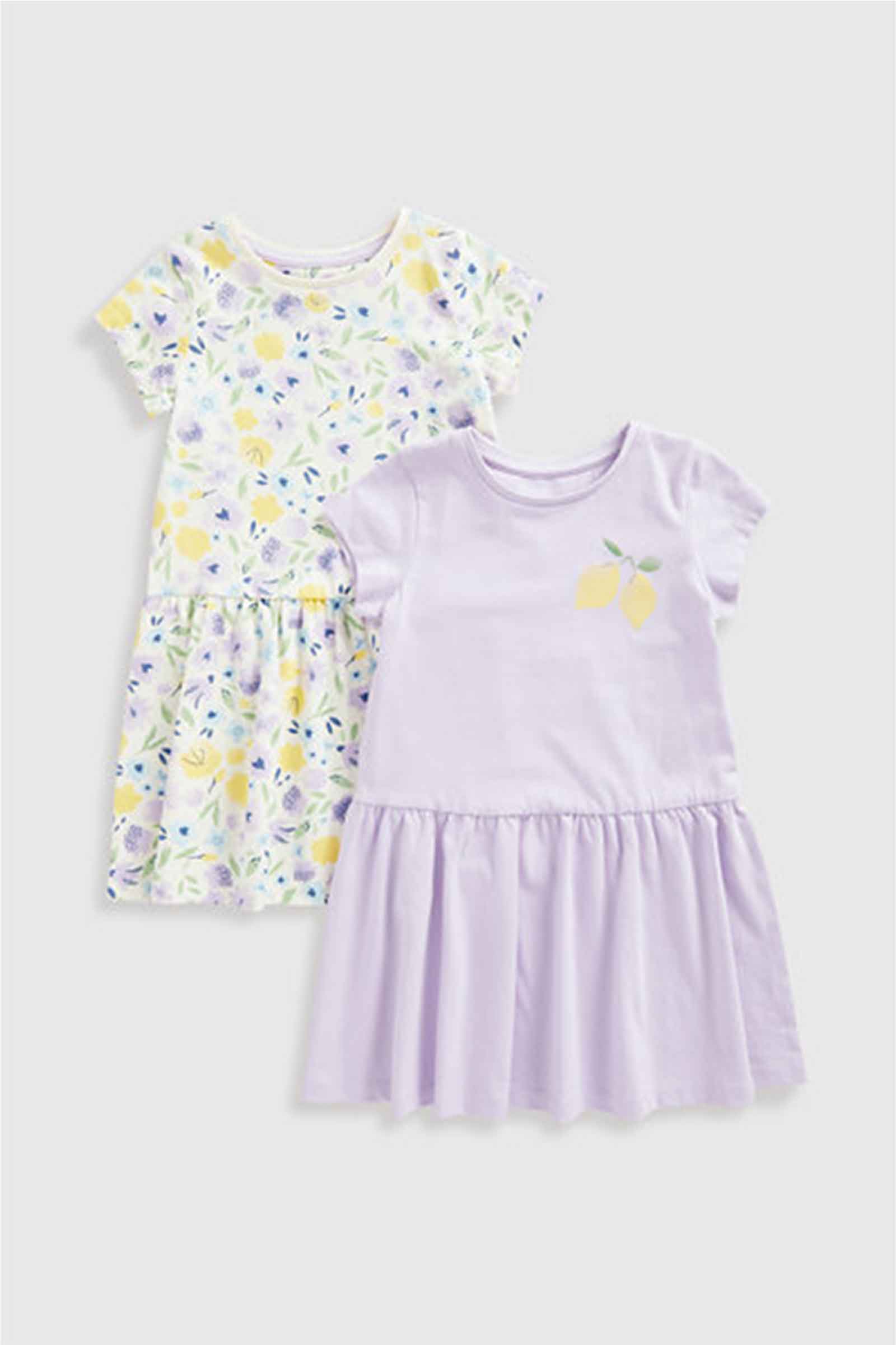 Mothercare Lemon And Lilac Jersey Dresses - 2 Pack