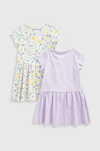 Load image into Gallery viewer, Mothercare Lemon And Lilac Jersey Dresses - 2 Pack
