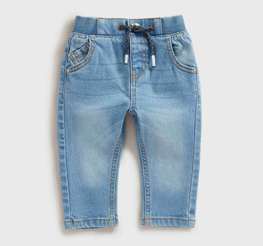 Mothercare Light-Wash Ribbed-Waist Denim Jeans