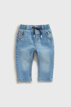 Load image into Gallery viewer, Mothercare Light-Wash Ribbed-Waist Denim Jeans
