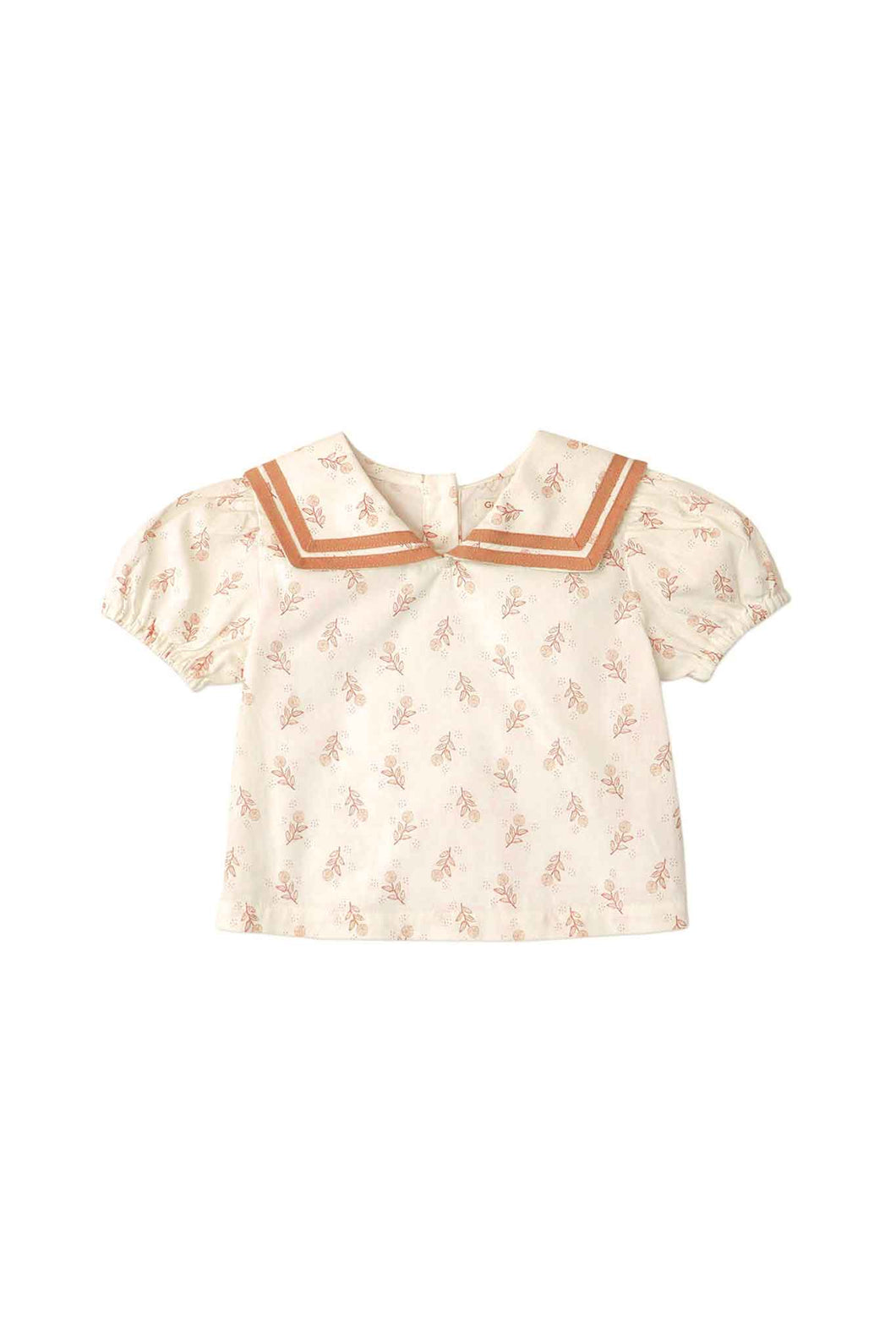 Gingersnaps Sailor Collar Puff Sleeves All Over Printed Blouse