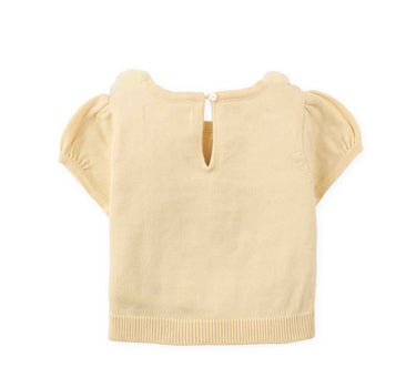 Gingersnaps Puffed Sleeve Knitted Top With Die-Cut Flower Appliqué