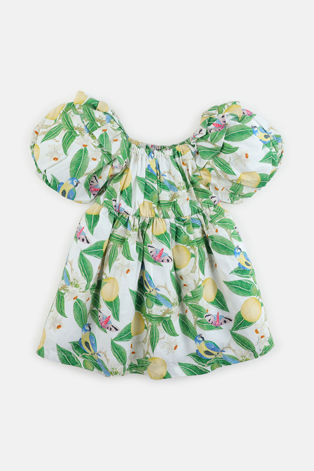 Gingersnaps Lemon Print Puff Sleeves Dress