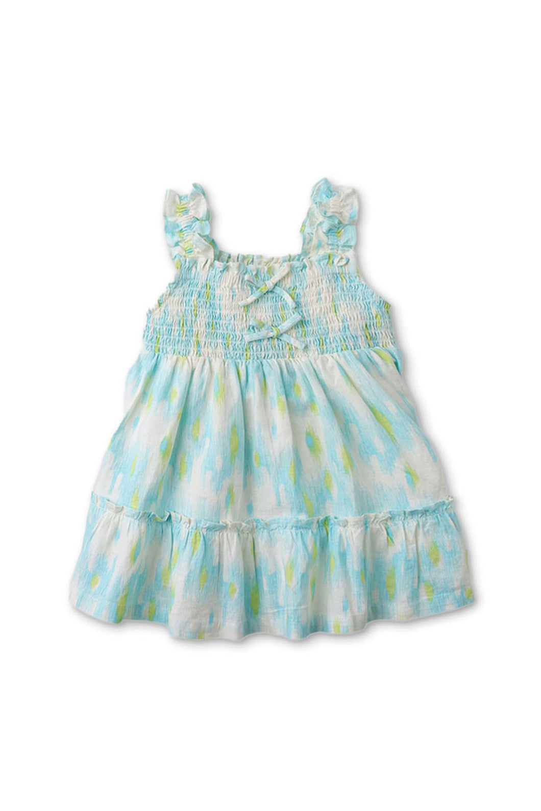 Gingersnaps Ikat Print Smocked Dress with Bow