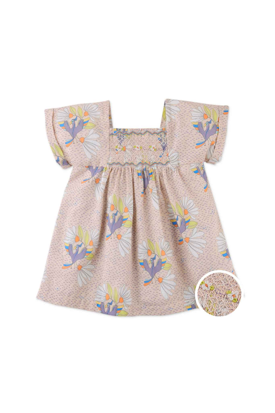 Gingersnaps Glorious Bird Print Smocked Dress