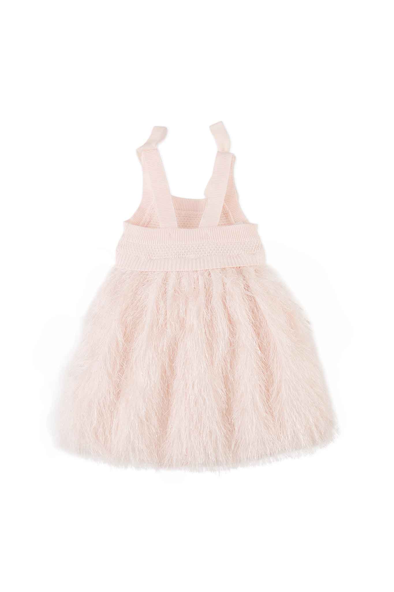 Gingersnaps Crochet-Like Machine-Knitted Top and Feather Fabric Combo Dress