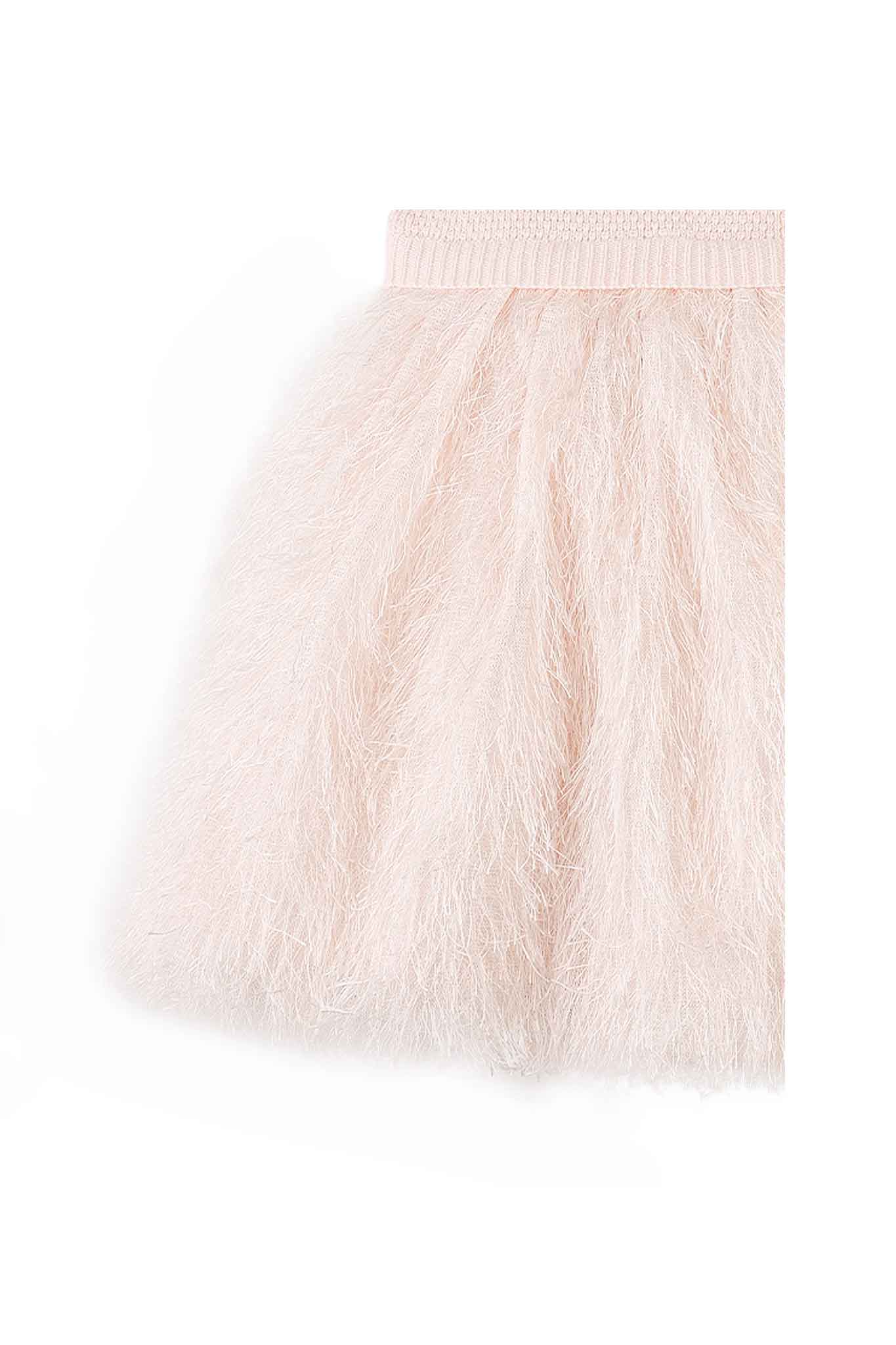 Gingersnaps Crochet-Like Machine-Knitted Top and Feather Fabric Combo Dress