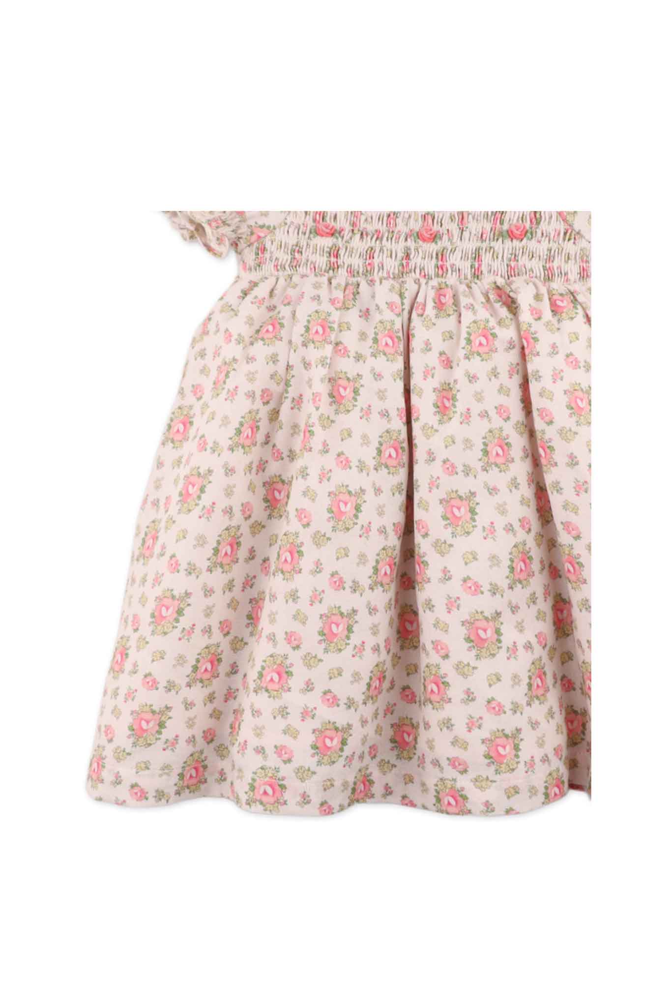 Gingersnaps Floral Printed Puff Sleeve Dress With Smocking and Embroidery Details