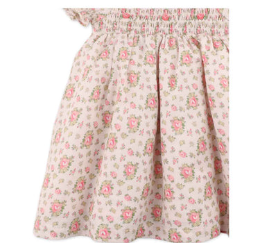 Gingersnaps Floral Printed Puff Sleeve Dress With Smocking and Embroidery Details