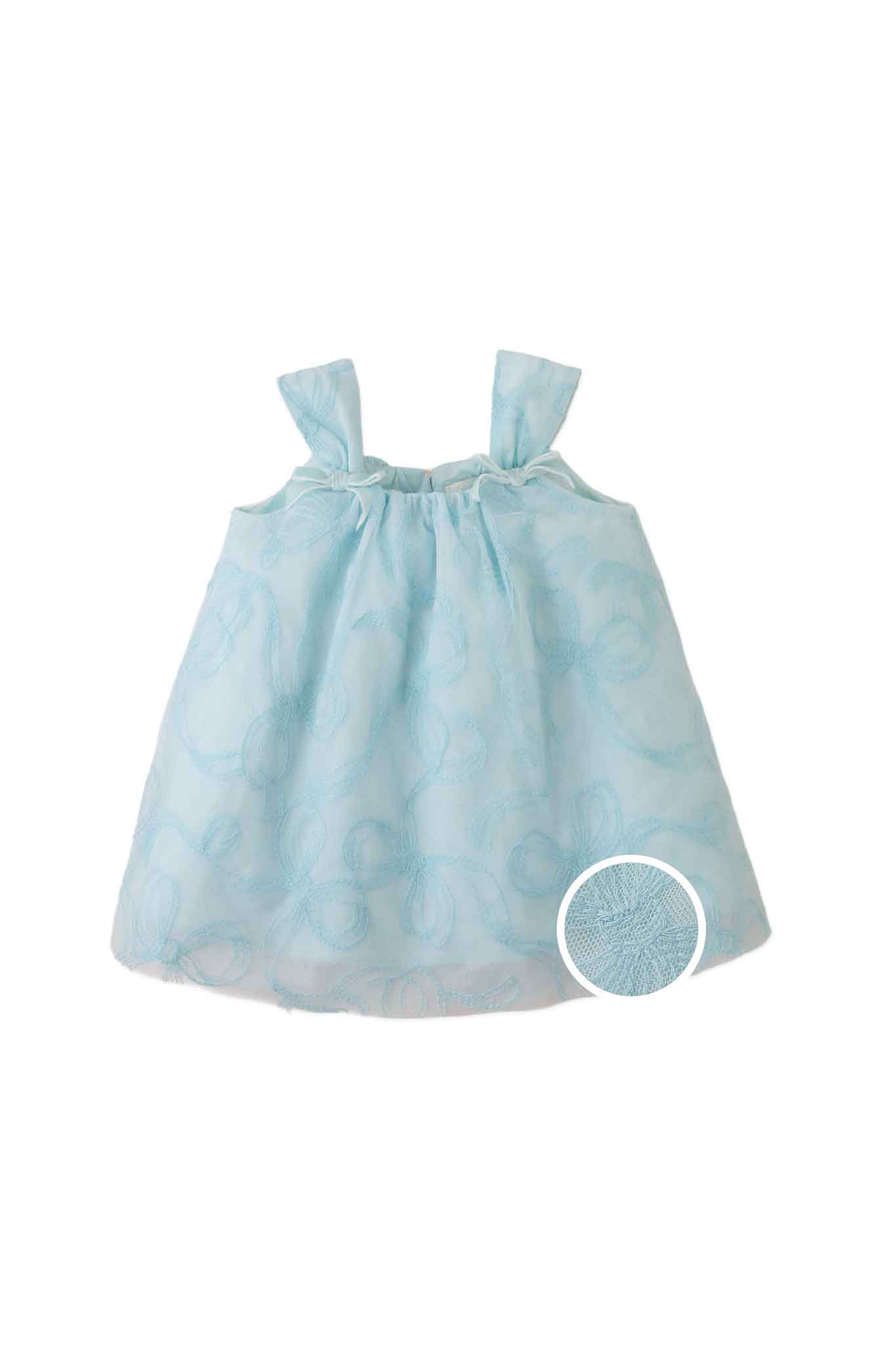 Gingersnaps Strappy Tulle Dress with Embroidered Bow