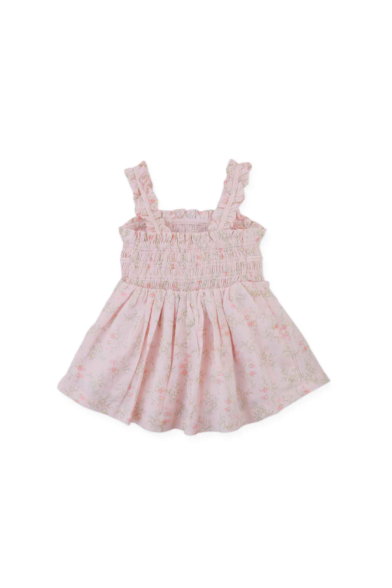 Gingersnaps Strappy Cotton Printed Dress with Velvet Ribbon and Bow Details