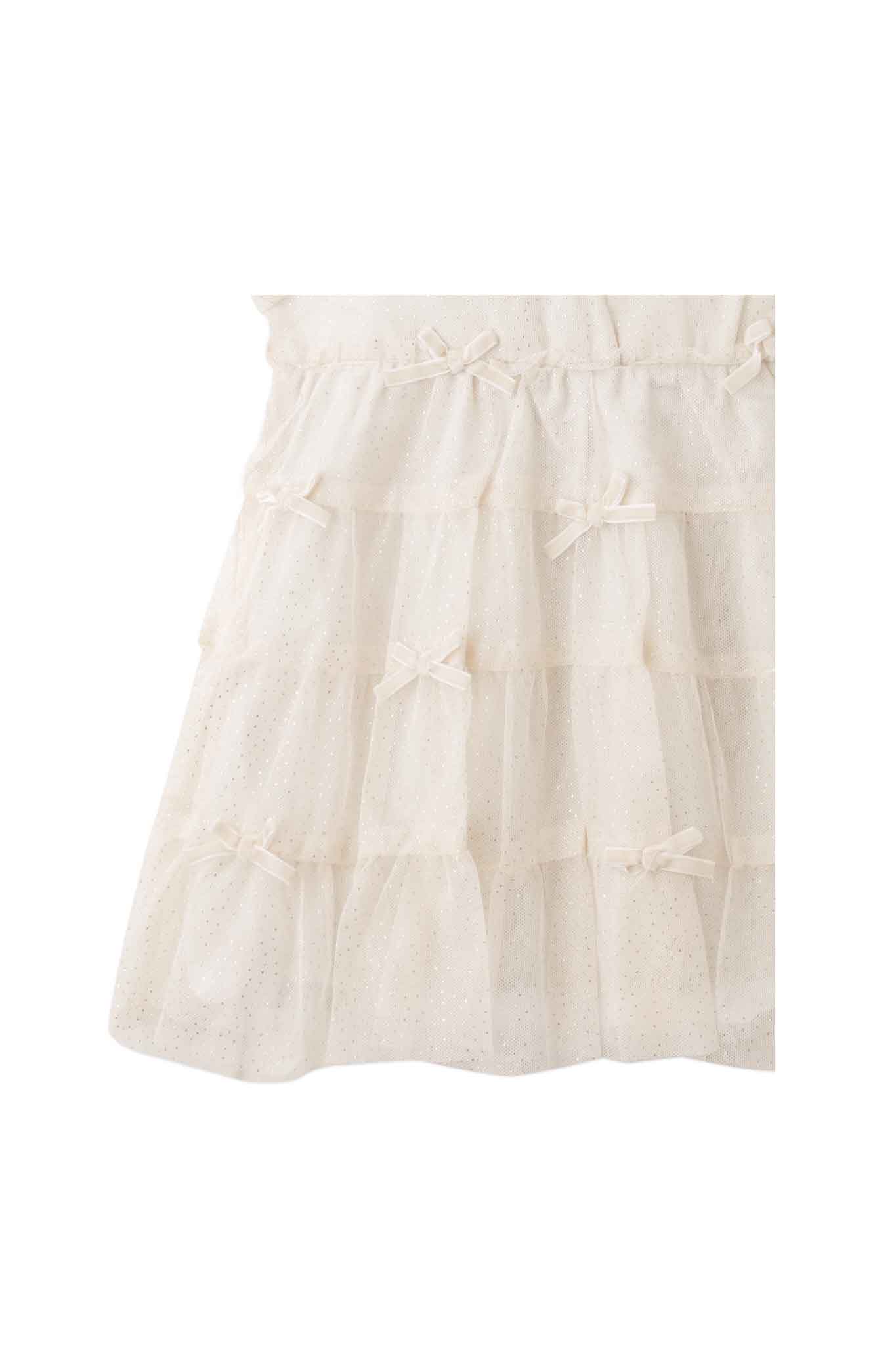 Gingersnaps Short-Sleeve Tulle Tiered Dress with Matching Tone Bows