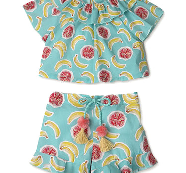 Gingersnaps Banana & Pomegranate Printed Short Set