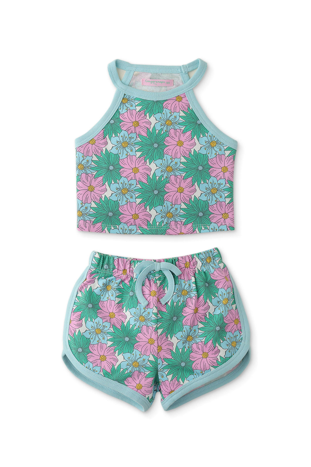 Gingersnaps Flower Print Halter Top and Shorts Set