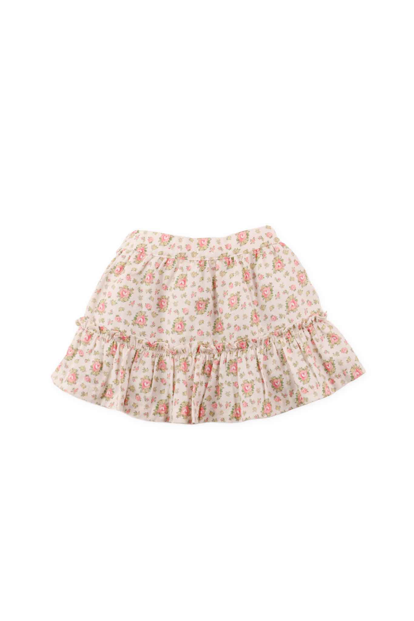 Gingersnaps Pointelle Jersey Knit Top With Collar and Floral Printed Skirt Set