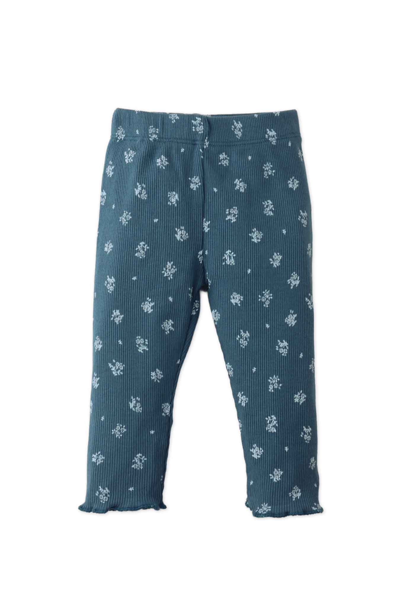 Gingersnaps Ribbed Leggings With All-Over Ditsy Flower Print and Merrow-Edged Hem